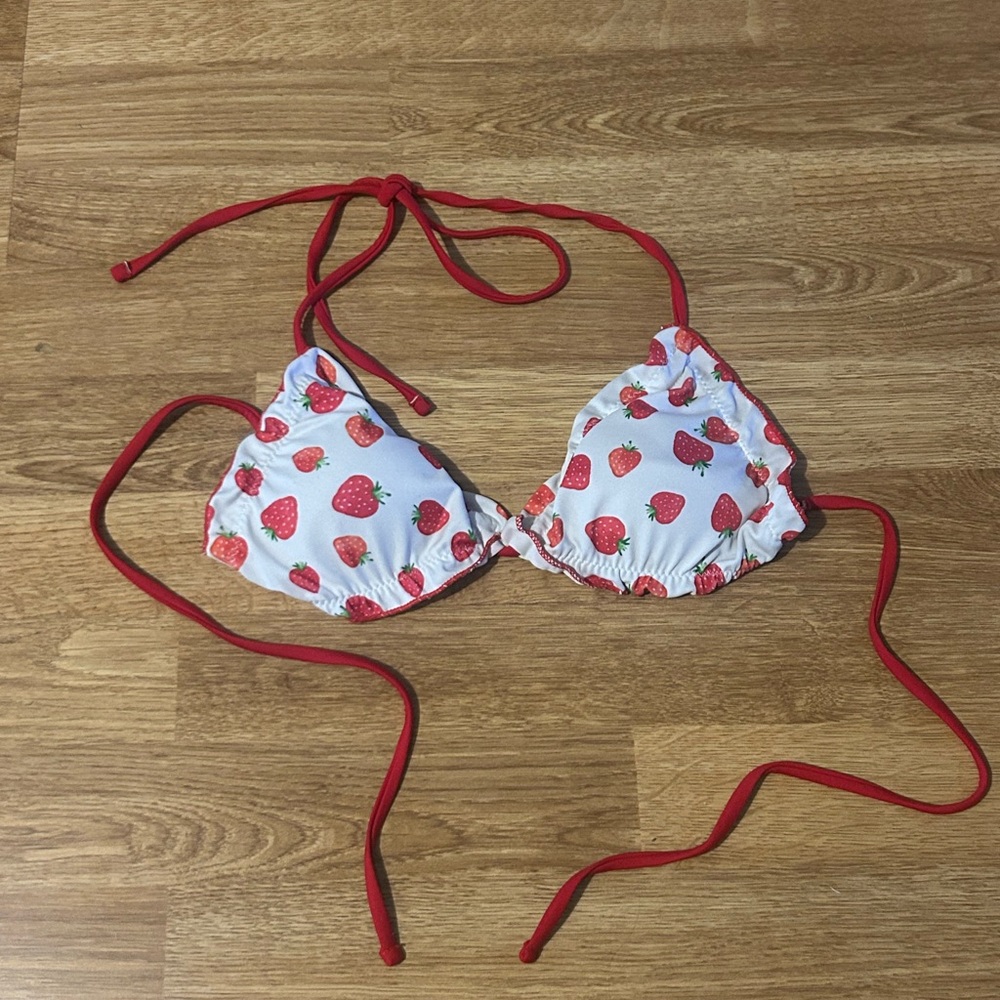 Strawberry Print Bikini Top